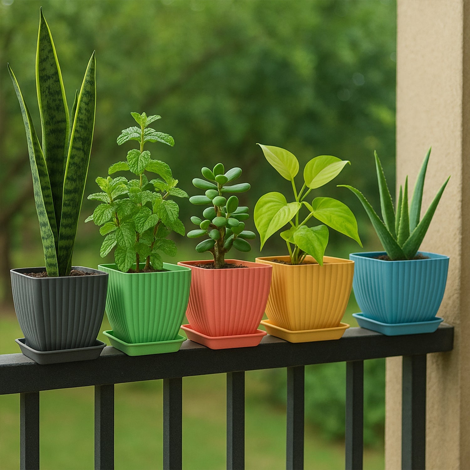 5 Pcs Plastic Square Planter Pots for Indoor 5 Pcs Plastic Square Planter Pots for Indoor